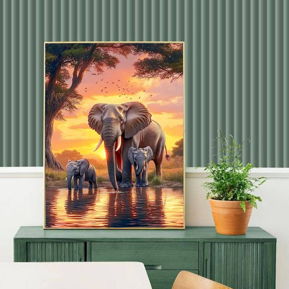 Huacan الفيل غروب الشمس المشهد - مراجعة Resin Art Wallpaper وسعره